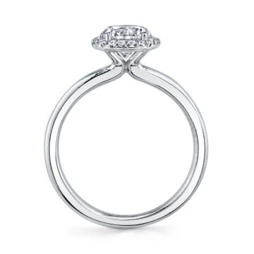 White Gold Marquise Cut Solitaire Halo Engagement Ring - Elsie