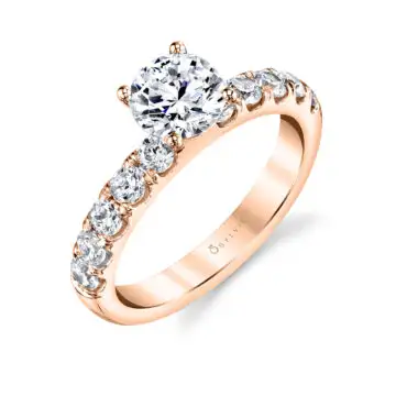 White Gold Round Cut Prong Set Classic Engagement Ring - Octavie