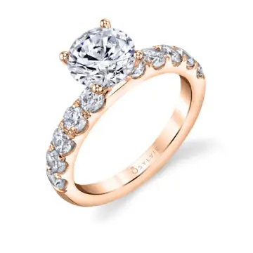 White Gold Round Cut Classic Engagement Ring - Octavie