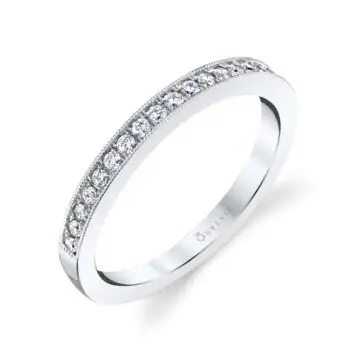 White Gold Round Cut Diamond Wedding Band - Candide