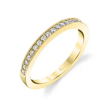 White Gold Round Cut Diamond Wedding Band - Candide