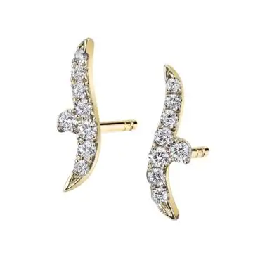 White Gold Bird Shaped Diamond Ear Climbers