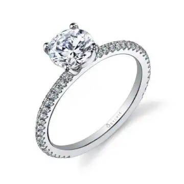 White Gold Round Cut Classic Round Engagement Ring - Jeana