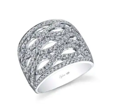 White Gold Criss Cross Diamond Ring