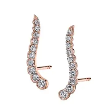 White Gold Bezel Set Diamond Ear Climbers