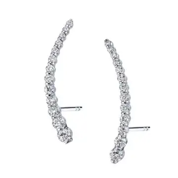 White Gold Curved Diamond Ear Climbers