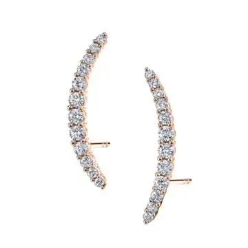 White Gold Curved Diamond Ear Climbers