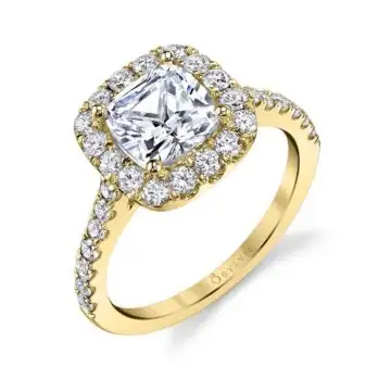 White Gold Cushion Cut Classic Halo Engagement Ring - Jacalyn