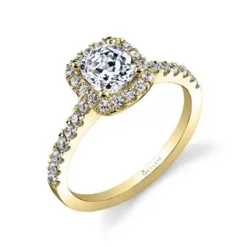 White Gold Cushion Cut Classic Halo Engagement Ring - Chantelle