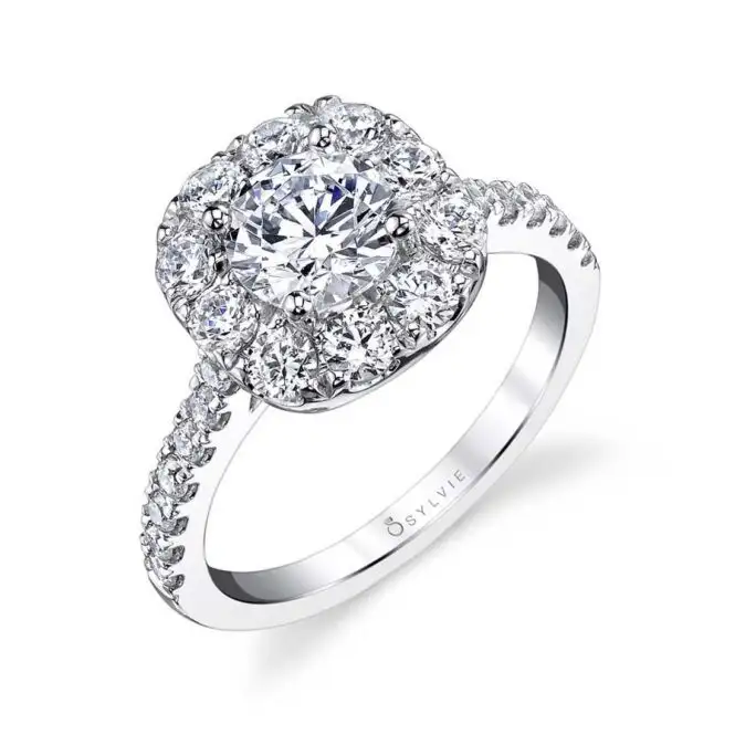 Cushion Halo Engagement Ring