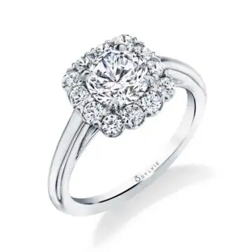 Round Cut Classic Halo Engagement Ring - Chloe