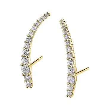 White Gold Elegant Pronged Diamond Ear Climbers