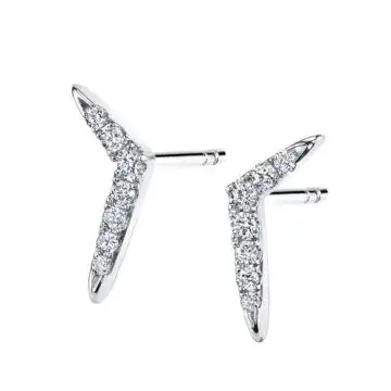 White Gold Chic Angular Diamond Ear Climbers