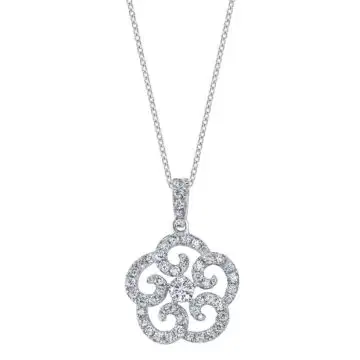 White Gold Diamond Flower Necklace