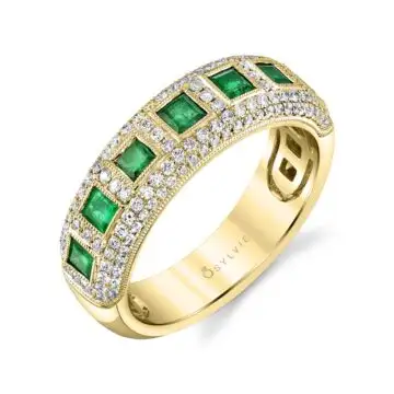 White Gold Emerald and Diamond Ring