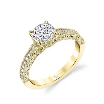 Round Cut Modern Vintage Engagement Ring - Envie