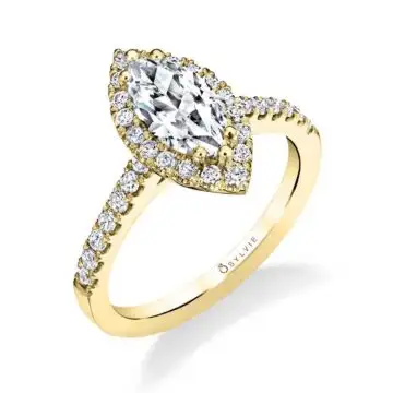 White Gold Marquise Cut Engagement Ring with Halo - Emma