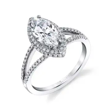 Marquise Shaped Engagement Ring with Split Shank - Clarinda