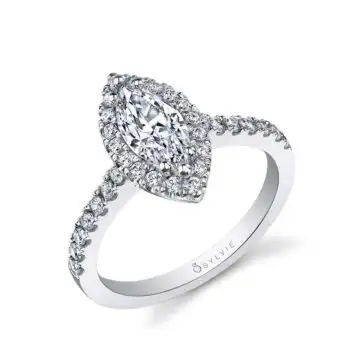 Marquise Cut Classic Halo Engagement Ring - Chantelle