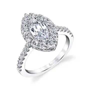 Marquise Cut Classic Halo Engagement Ring - Olivia