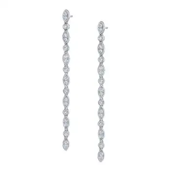 White Gold Vintage Inspired Diamond Drop Earrings