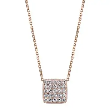 White Gold Modern Rose Gold Pave Diamond Necklace