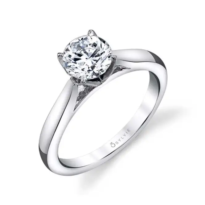 White Gold Round Cut Modern Solitaire Engagement Ring