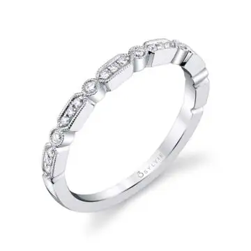 White Gold Modern Stackable Diamond Band - Ashlee