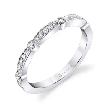 White Gold Modern Stackable Band - Avery