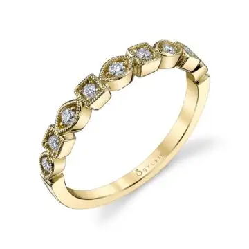 White Gold Modern Stackable Wedding Band - Milena