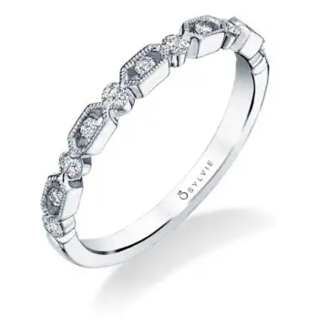 White Gold Modern Wedding Band - Diahna