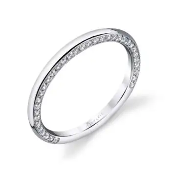 White Gold Modern Wedding Band - Messaline