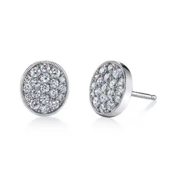 White Gold Oval Diamond Earrings