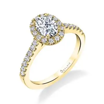 White Gold Oval Cut Engagement Ring with Halo - Emma