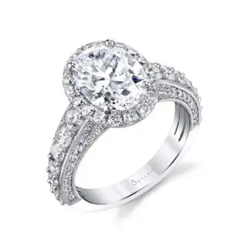 White Gold Oval Cut Engagement Ring - Josephine