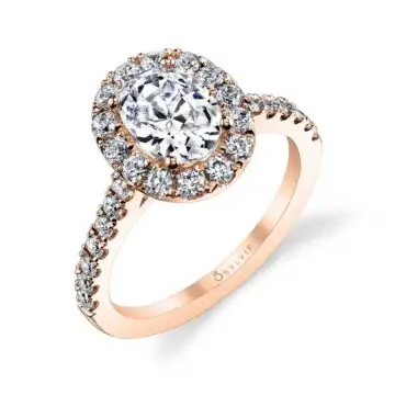 White Gold Oval Cut Classic Halo Engagement Ring - Jacalyn