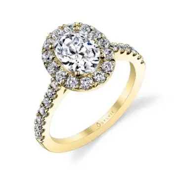 White Gold Oval Cut Classic Halo Engagement Ring - Jacalyn