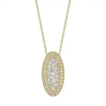 White Gold Oval Shaped Pendant in Yellow Gold