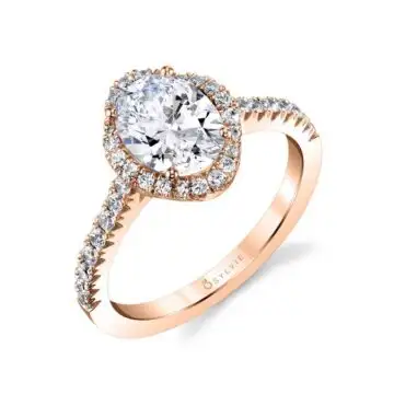 White Gold Oval Cut Engagement Ring with Halo - Aaliyah