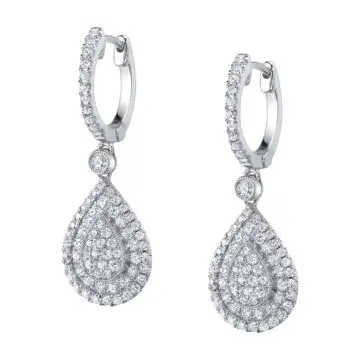 White Gold Pear Shaped Diamond Drop Earrings