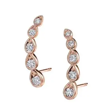 White Gold Pear Shaped Diamond Ear Climbers