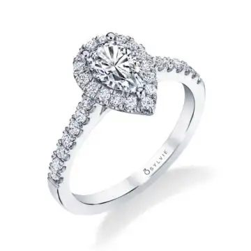 Pear Shaped Engagement Ring with Halo - Emma