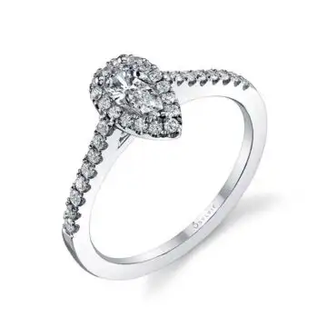 Classic Petite Pear Shaped Engagement Ring with Halo - Jenny