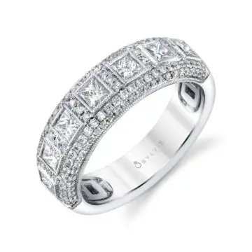 White Gold Princess Cut Diamond Band