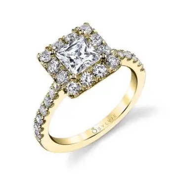 White Gold Princess Cut Classic Halo Engagement Ring - Jacalyn