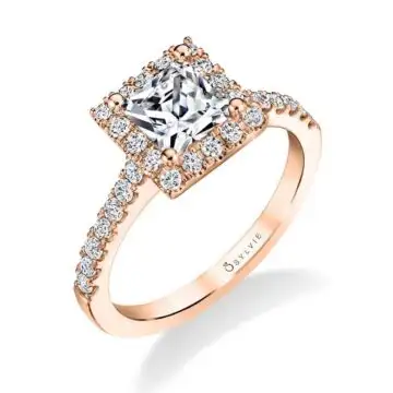 White Gold Princess Cut Engagement Ring with Halo - Emma