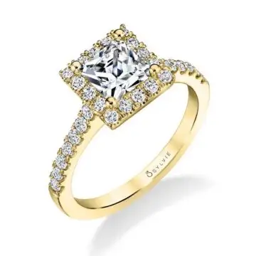 White Gold Princess Cut Engagement Ring with Halo - Emma