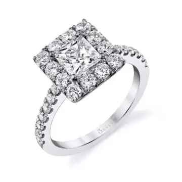 Princess Cut Classic Halo Engagement Ring - Olivia