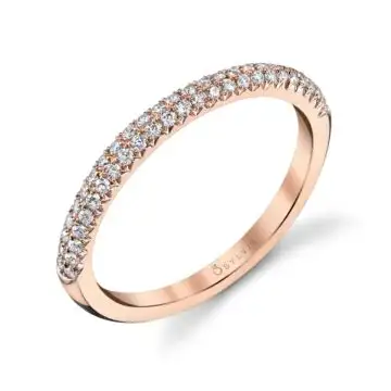 White Gold Pave Diamond Stackable Wedding Band - Arielle