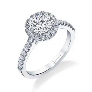 Round Cut Engagement Ring with Halo - Emma